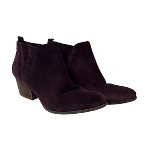 Croma Burgundy Suede-Look Ankle Booties – Size 9